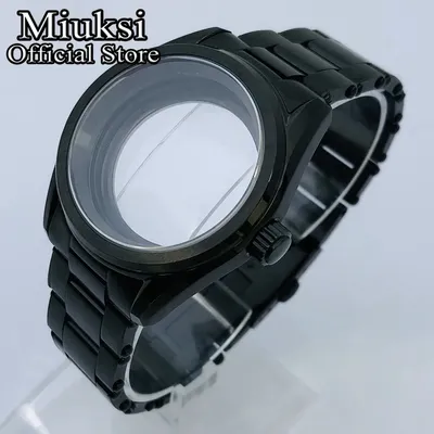 Miuksi 38mm black PVD solid stainless steel watch case sapphire glass fit NH35 NH36 NH34 NH38 NH70 NH72 ETA2824 PT5000 movement