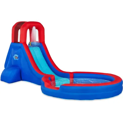 Inflatable Single Ring Water Slide Park - Heavy-Duty for Outdoor Fun - Climbing Wall, Slide & Deep Pool - Easy to Set Up & Infla
