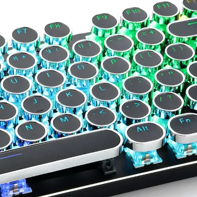 104 Keys Retro Round Keycaps Double Shot DIY Typewriter Keycap for Backlit Mechanical Keyboard Circular