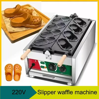 Commercial Slipper Shape Waffle Maker Machine 4 or 6 Holes Non-stick Waffle Iron Kitchen Snack Equipment
