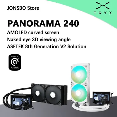 TRYX PANORAMA 240mm liquid cooler ARGB 6.5-inch curved screen/Asetek 8th generation/KANALI software support