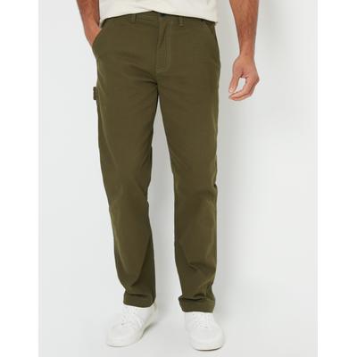 Khaki Green Straight Leg Chino Cargo Trousers