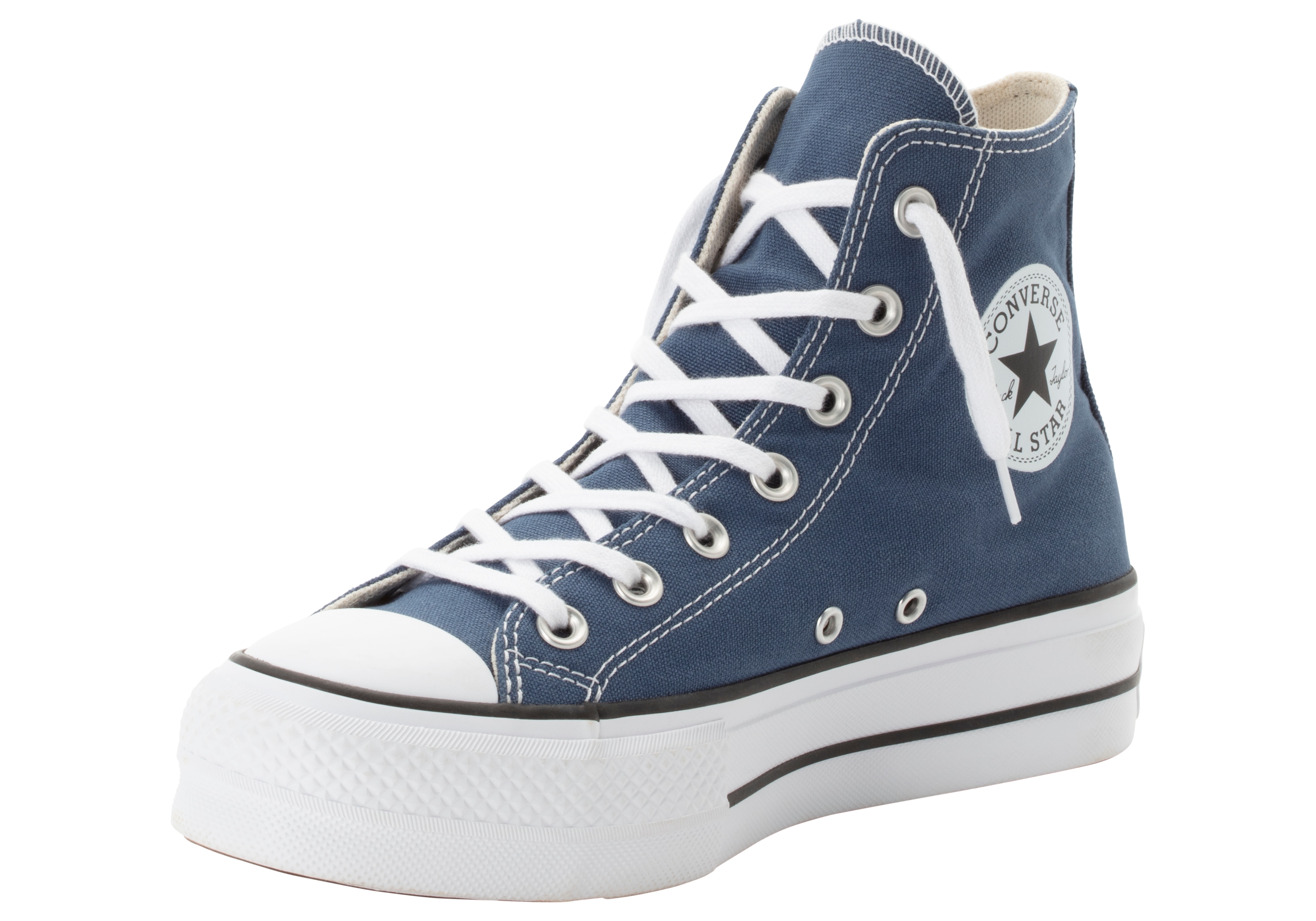 Sneaker CONVERSE "CHUCK TAYLOR ALL STAR LIFT PLATFORM", Damen, Gr. 42,5, weiß (slacker blau, weiß, schwarz), Textil, Schuhe Sneaker