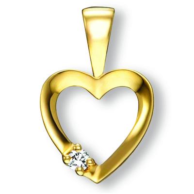Herzkette ONE ELEMENT "Halskette - Herzkette mit Zirkonia Herz und Anhänger aus 333", gold, Halsketten, Damen, mit Zirkonia, Gelbgold 333-Gold, Gelbgold 333, Gold, stufenlos verstellbare Halskette bis 45 cm Image