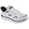 Slip-On Sneaker SKECHERS "TRACK", Herren, Gr. 45, schwarz-weiß (weiß, schwarz), Leder, Textil, casual, Schuhe, Freizeitschuh, Schnürschuh mit Memory Foam