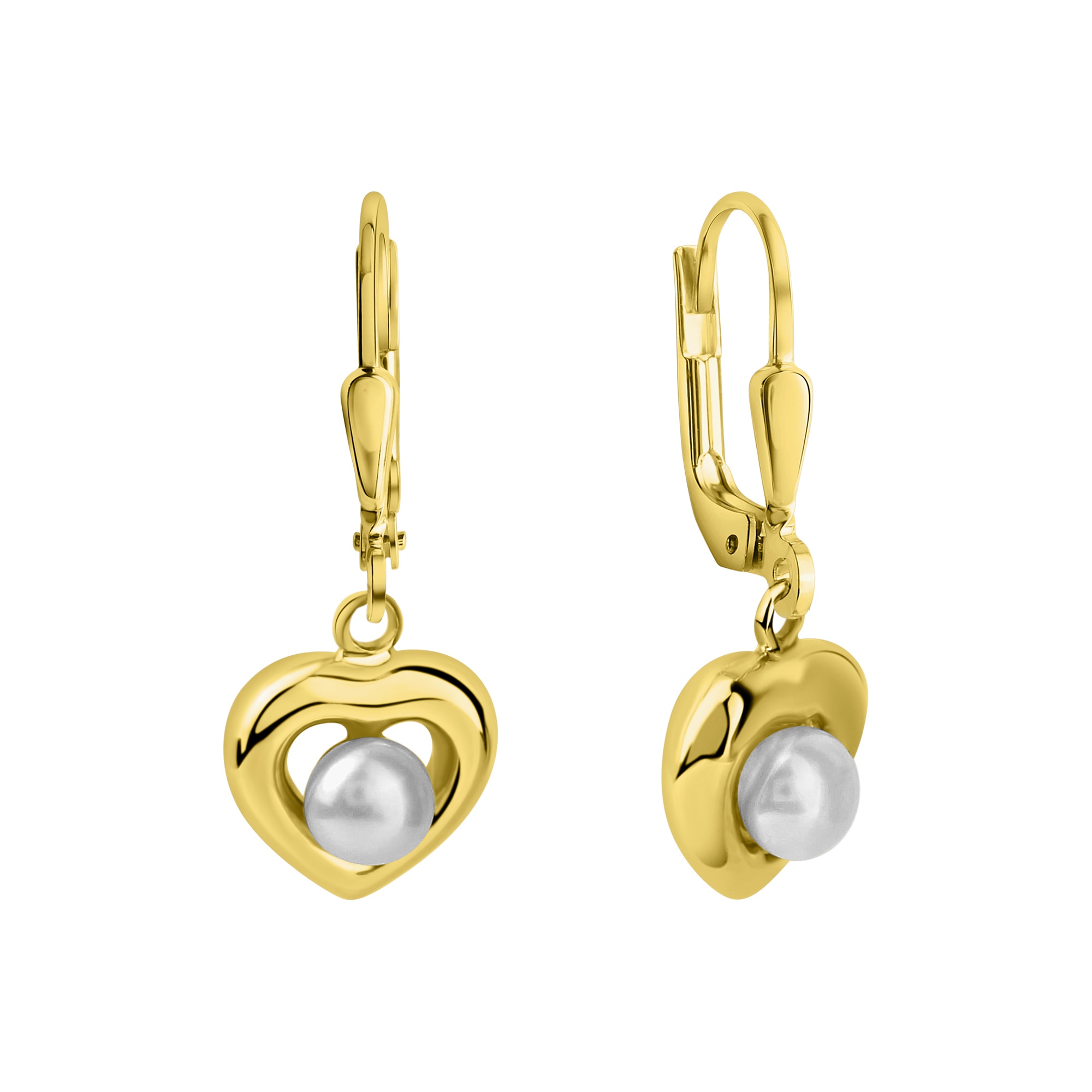 Paar Ohrhänger "375/- Gelbgold Süßwasserperle", gelb (gelb, weiß), FASCINATION BY ELLEN K., Ohrringe, Damen, one-size, Gold