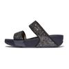 Pantolette FITFLOP "LULU MULTI-TONAL GLITTER", Damen, Gr. 41, midnight navy glitter, Synthetik, Glitzer, modisch, Schuhe, Badeschuh, Slides, Sandale mit Glitter