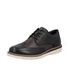 Schnürschuh RIEKER, Herren, Gr. 43, schwarz (schwarz, grau), Glattleder, Lyralochung, casual, Schuhe, Schnürschuh, Business-Schnürer in bequemer Form