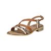 Riemchensandale NERO GIARDINI "Nero Giardini Sandalen Leder/Textil", Damen, Gr. 38, braun (braun, gold), Leder, Textil, casual, Schuhe