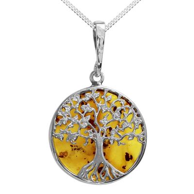 Kette mit Anhänger OSTSEE-SCHMUCK "Ostsee-Schmuck Kette mit Anhänger Lebensbaum 21 mm" Gr. 42, silber (silberfarben), Halsketten, Damen, 42cm, Silber 925 (Sterlingsilber), L: 42cm Image