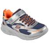 Sneaker SKECHERS "SKECHERS METEOR-LIGHTS", Kinder, Gr. 28, bunt (silberfarben, orange), Lederimitat, Textil, kontrastfarbene Details, metallic, sportlich, Schuhe, Klettschuh mit Blinkfunktion, Größenschablone zum Download