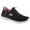 Slip-On Sneaker SKECHERS "SUMMITS", Damen, Gr. 39, lila (schwarz, mauve), Textil, kontrastfarbene Details, sportlich, Schuhe, Freizeitschuh mit Slip-ins
