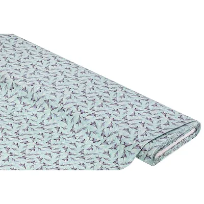 Baumwollstoff Blätterzweig Mona, mint-color Image