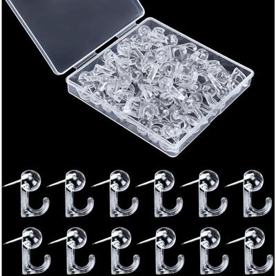 Ersandy - 50 Stück transparente Pinnnadeln, Pinnnadeln, Hängehaken, Kunststoff-Wandhaken für Image
