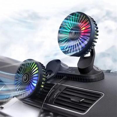 Tlily - Auto-Ventilator, 360° Verstellbarer Doppelkopf-USB-Kühlluftventilator, Geräuscharmer Image