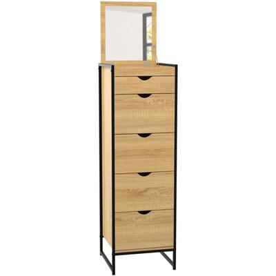 Tücherregal 5 Schubladen detroit 40 cm mit Spiegel Eingangsmöbel Industriedesign Image