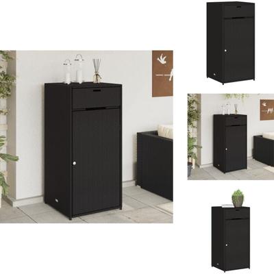 Gartenschrank Schwarz 55x55x111 cm Poly Rattan - Outdoor-Schrank - Gartenschrank - Stauraum Image