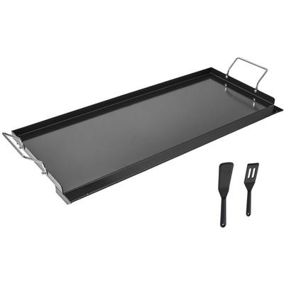 Mophorn - Grillplatte aus Karbonstahl, rechteckig (812 x 310 mm) mit glatter Oberfläche, geeignet Image