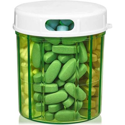 Pillendosenspender mit 4 Fächern, Medikamentenbox, Vitamine und Nahrungsergänzungsmittel, runde Image