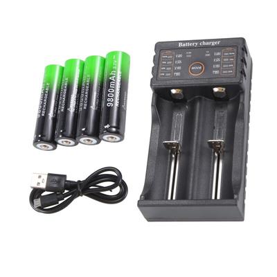Tlily - x 18650 Akku + 4 x 3,7 v 9800 mAh Li-Ionen-Akku für elektrische Ventilatoren + Ladegerät Image