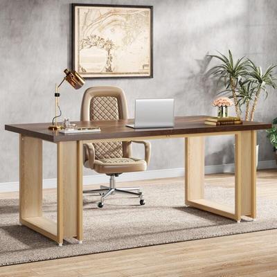 Schreibtisch 160cm für Büro, hölzerner einfacher Bürotisch große Computertische rustikaler brauner Image