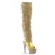 Womens Platform High Heels Sandals Sexy Ultra Pumps Stiletto Boots Knee Rhinestone Fringe Rear Lace Up Summer Court Shoes For Stripper Party Pole Dancer Stage Model Club 6.69 IN(Gold,6.5 UK)
