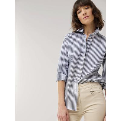 Walbusch Damen Baumwoll Bluse Perfect Match Blau gestreift Image