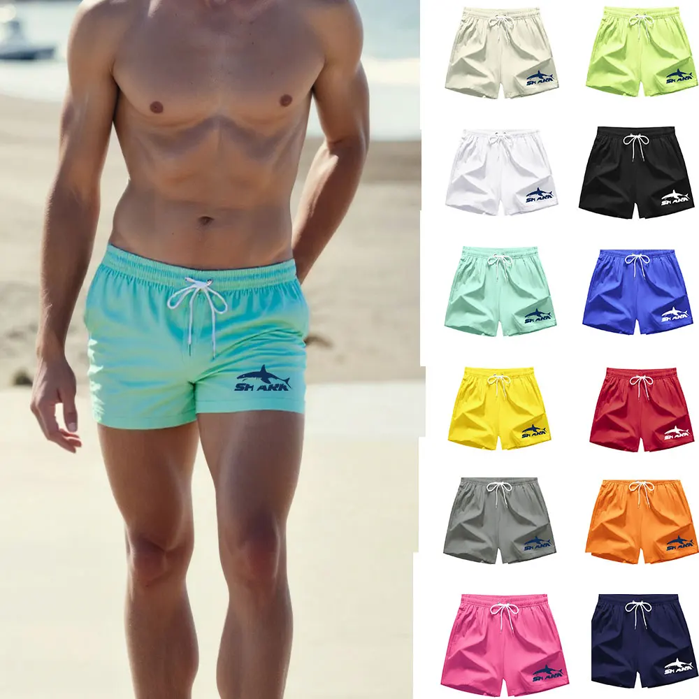 Sommer Herren Badehose mit Reißverschlusstaschen Shorts Laufen Sport Badeshorts Mesh Liner Atmungsaktive Sportshorts Image