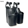 Rontic handgefertigte Damen-Plateau-Sandalen, superhohe Keilabsätze, Peep-Toe, fabelhafte schwarze Cosplay-Schuhe, Damen, US-Größe 5–15