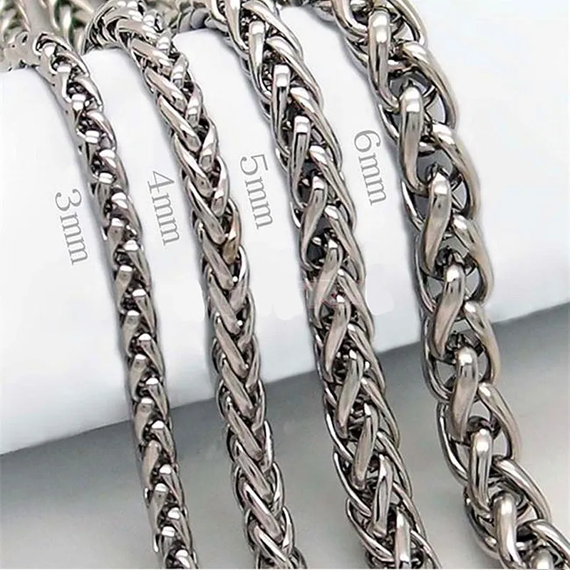 HNSP EDELSTAHL SILBER FARBE TWIST SEIL KETTE HALSKETTE FÜR MÄNNER Frauen HIP HOP PUNK Schmuck Zubehör 3/4/5/6/8 MM Dick