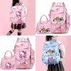 3-teiliger Hello Kitty rosa Rucksack mit Lunchtasche, bunte Schultasche, Mädchen, Jungen, Studenten, Mode, Teenager, Büchertasche, Geschenkset