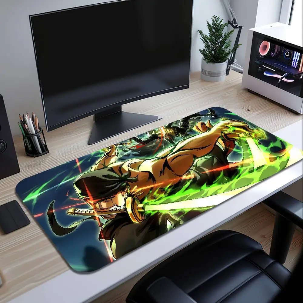 ONE PIECE Roronoa Zoro Anime Mousepad Large Desk Mat Keyboard Ergonomic Office Rubber PC Non-slip Anti-fray Home Custom Game Image