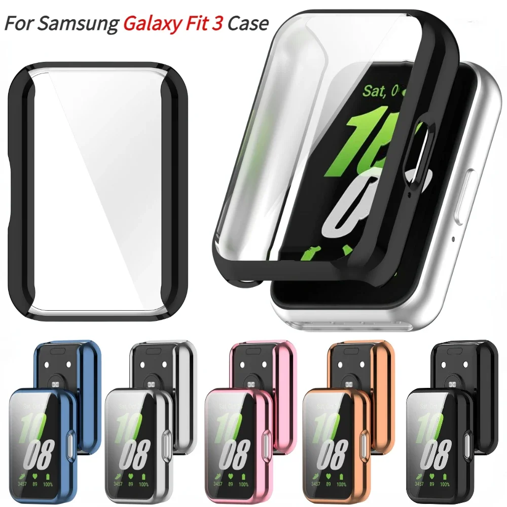 Weiche TPU-Hülle für Samsung Galaxy Fit 3, Smartwatch, Displayschutzfolie aus gehärtetem Glas, für Samsung Galaxy Fit 3, Anti-Fall-Hülle Image