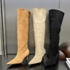 Herbst Winter Sexy Dünne Fersen Kniehohe Stiefel Frauen Spitz Party Prom Damen Schuhe Elegante Lange Botas De mujer