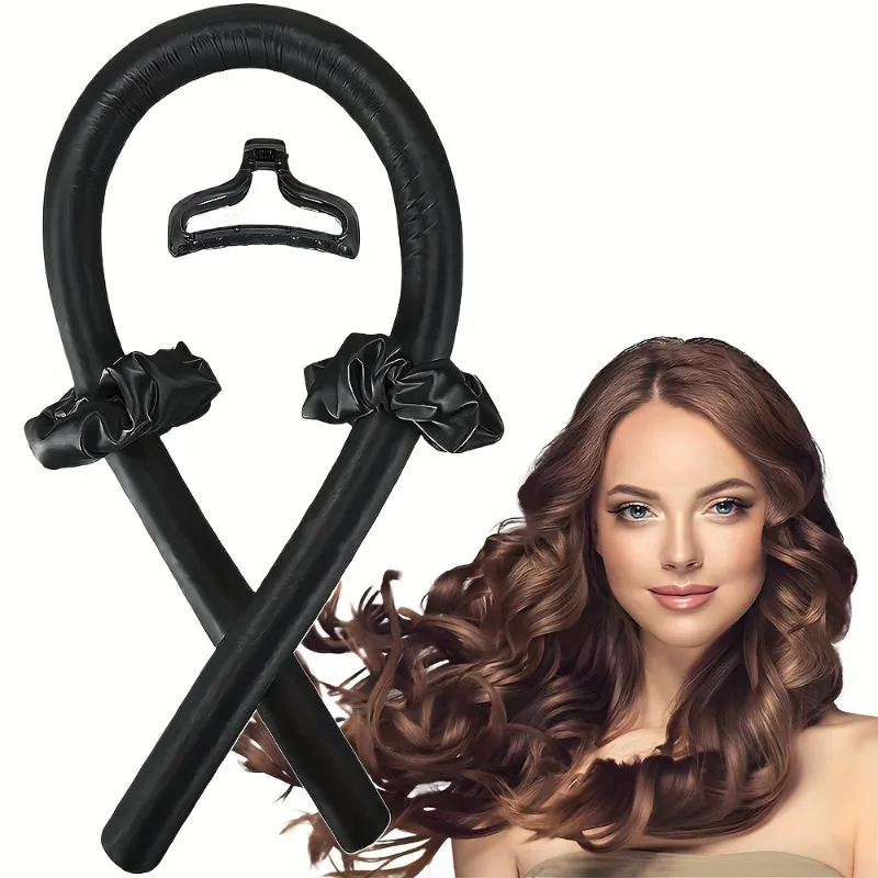 Keine Hitze, Lockenstab-Stirnband-Set, Schaumschwamm, Lazy Heatless Lockenwickler mit 2 Haarringen, DIY-Haar-Styling-Werkzeuge für Wellen Image