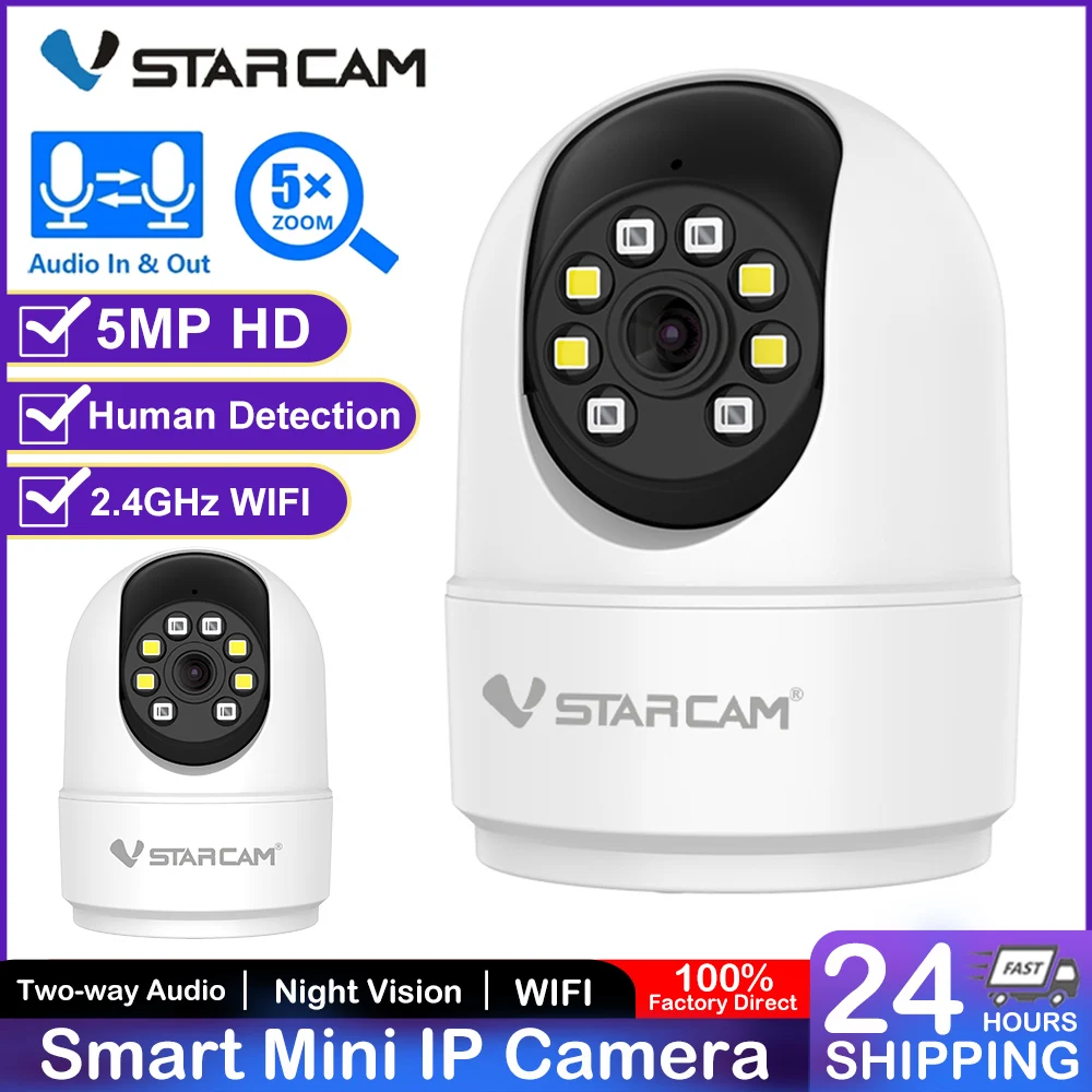 Vstarcam 5MP Wireless IP Kamera Smart 2,4 GHz WiFi PT Sicherheit Schutz Indoor Video Überwachung Menschen Tracking Smart Home Cam Image