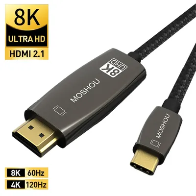 MOSHOU USB C zu HDMI 8K 60Hz 4K 120Hz Kabel USB Typ C zu HDMI Adapter USB-C HDMI Thunderbolt 3 Konverter für Macbook Samsung Image