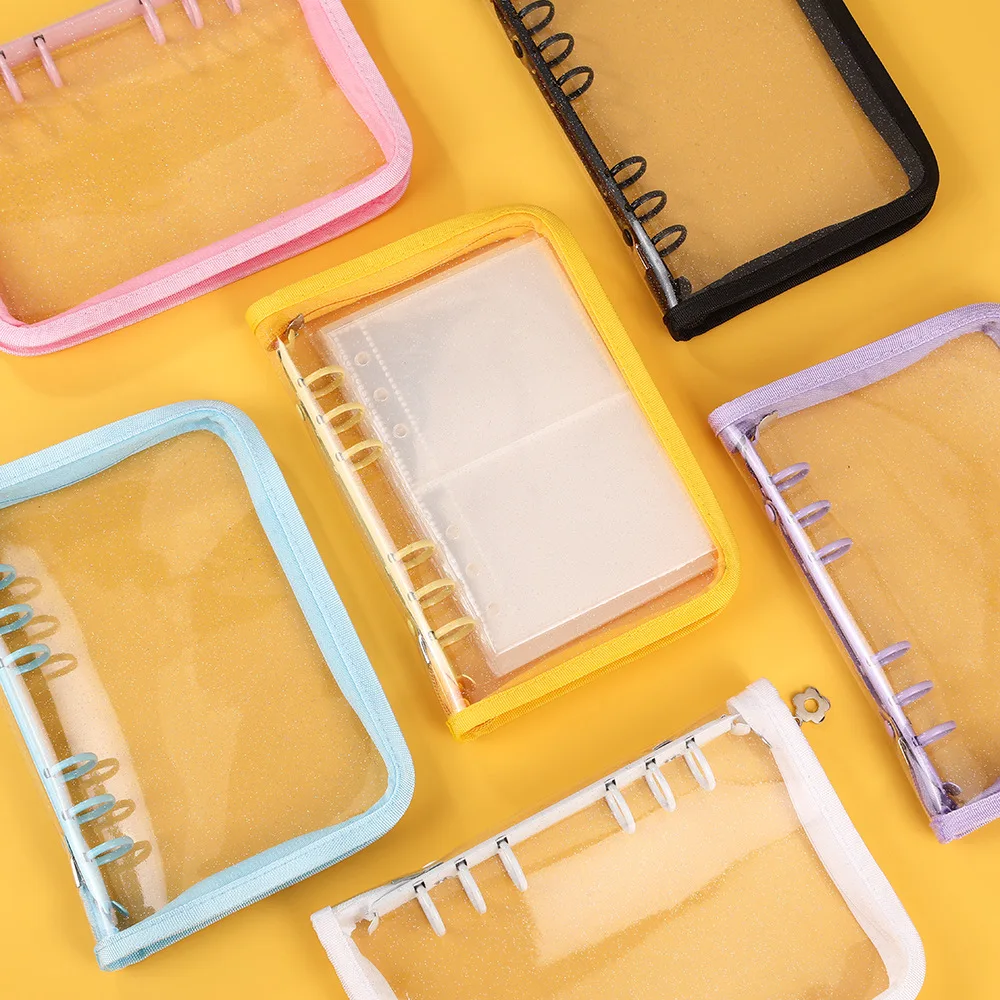 A5 Binder Niedlicher transparenter Binder Notebook Aktenschrank A5 Ringtaschen Blatt Aktenschrank A5 Macaron Binder HYJ02