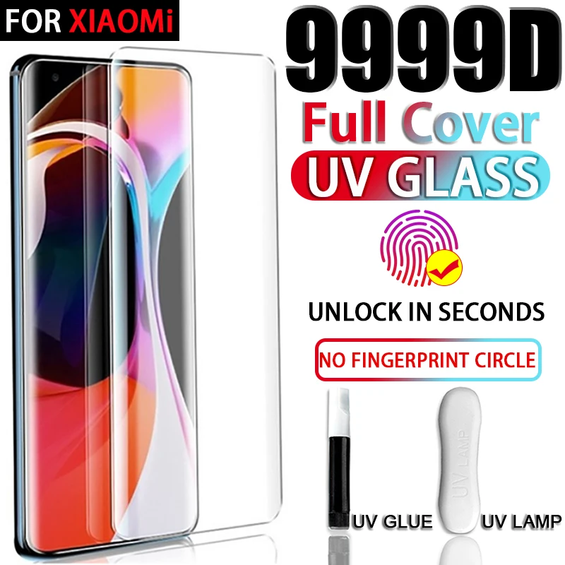 9999D Volle Abdeckung UV Gehärtetes Glas Für Xiaomi Mi 13 12 11 10 12X 12S Ultra Pro Note 10 Lite Screen Protector 12T 11T 13 Pro Mix4 Image