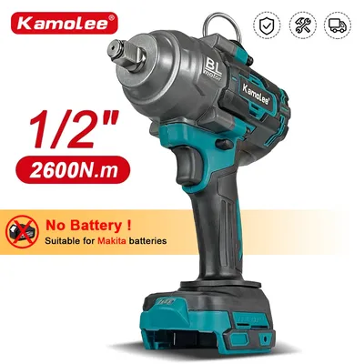 Kamolee 1/2 inch 2600NM Brushless Electric Wrench Cordless Impact Wrench Handheld Power Tool Apply to 18v 21V Battery