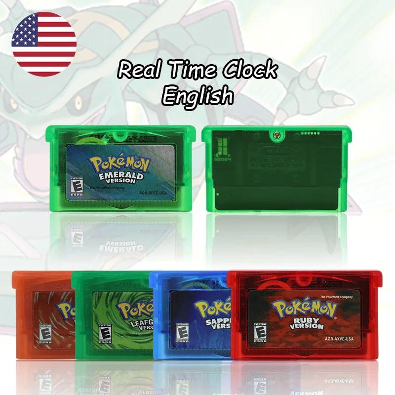 GBA 1M Flash RTC Pokemon Ruby/Sapphire/Smaragd/FireRed/LeafGreen Videospiel-Kartusche Hochwertige USA-Version für GBA SP