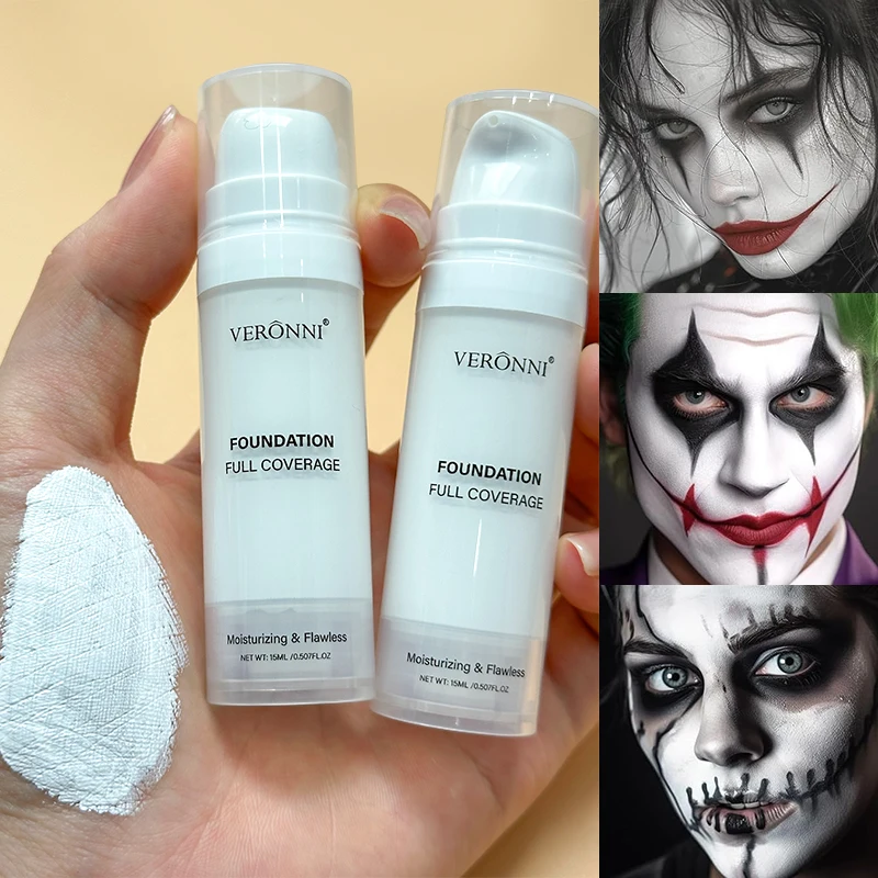 Weiße flüssige Foundation Blending Pure-15 ml seidig cremig matt langlebig transferbeständig für Bühnen-Cosplay-Halloween-Make-up Image