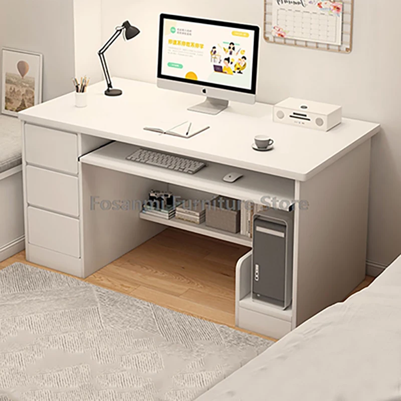 Multifunktionaler Home-Office-Schreibtisch mit Schubladen, weiß, großer Arbeitsplatz, Arbeitszimmer, Arbeitstische, Gamer-Raum, Gaming-Computertisch