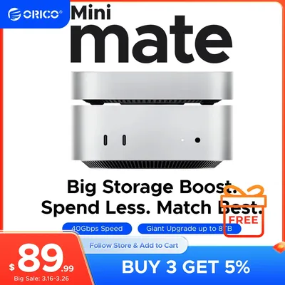 ORICO MiniMate External SSD Storage Expansion 40Gbps Desktop Dock for MacMini 4 with 512GB 1TB 2TB 3TB 4TB 8TB SSD Storage