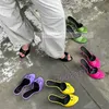 Runde Kappe Schnalle Dekor High Heels Hausschuhe Frauen Elegante Patchwork Concise Schuhe Weibliche Festival Party Charming Lila Maultiere