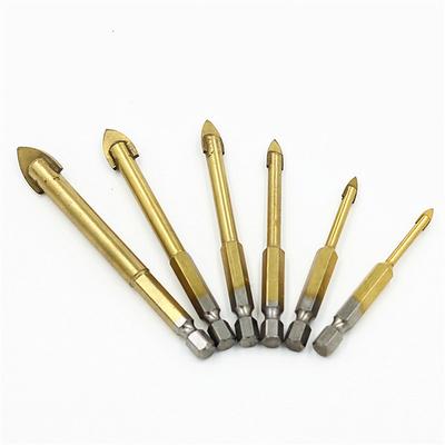 6pc drill Hex Shank Glass Drill Bits Set Titanium Coated Ceramic Tile Marble Mirror Glass Drilling Hole Tool 4mm 5mm 6mm 8mm 10mm 12mm