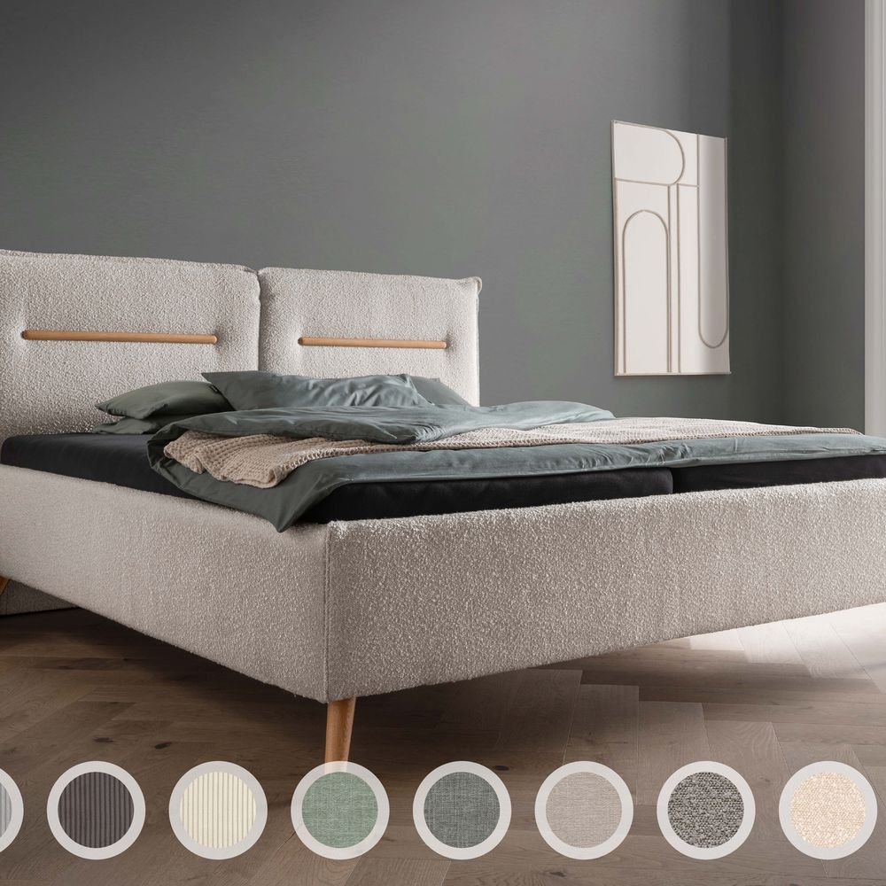 Forestales »Lyon« Polsterbett I 160x200 cm / Ascot 2403 Taupe / ohne Bettkasten und Lattenrost