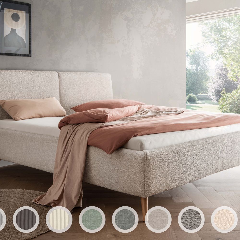 Forestales »Lyon« Polsterbett III 160x200 cm / Ascot 2403 Taupe / ohne Bettkasten und Lattenrost