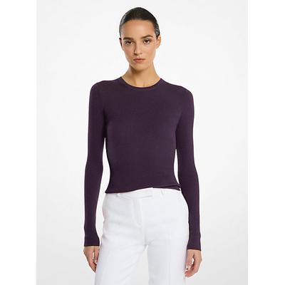 Michael Kors Hutton Featherweight Cashmere Sweater Purple S