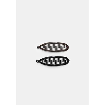 Stradivarius Set of 2 banana hair clips Black OS